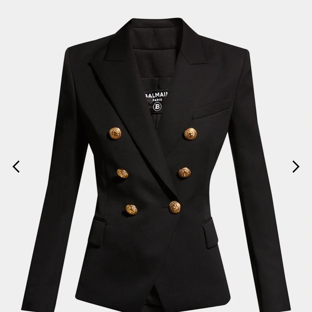 New Balmain Classic Double-Breasted Black Wool Blazer Size 36 - Picture 10 of 12
